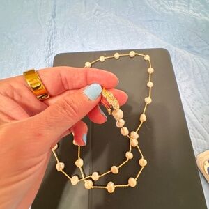 Elegant Pearl Sautoir Necklace with Crystal Leaf Accent